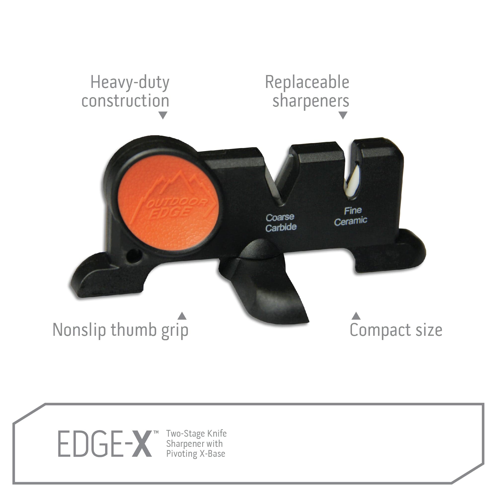  Outdoor Edge Edge-X, Pocket Sized 2-Stage Carbide/Ceramic  Abrasive Knife Sharpener with Folding X-Base that Improves Stability for  all Outdoor and Kitchen Knives : Sports & Outdoors