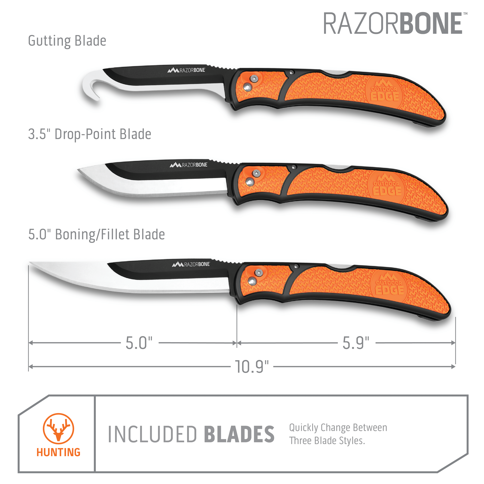 RazorBone™, Folding Replaceable Blade Hunting Knife