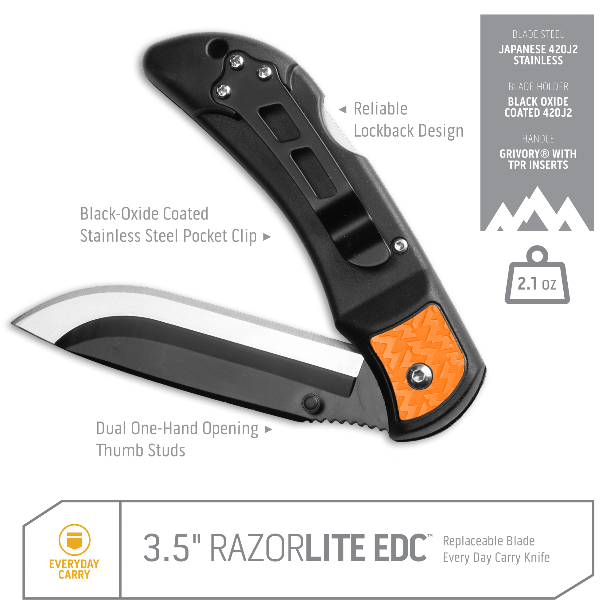Outdoor Edge Razor-Lite 3.5 Replacement Blades - 6pk - RR-6